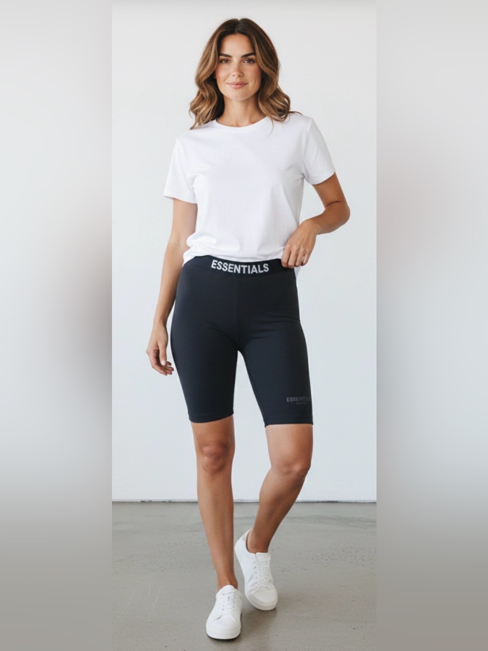 {fear of god essentials} black bike shorts